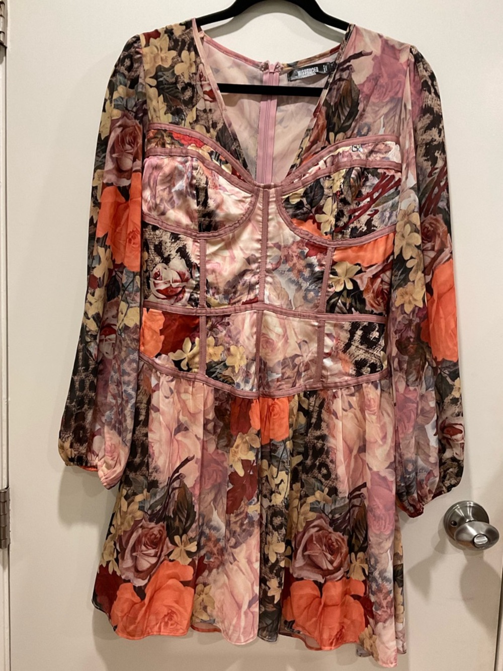Missguided Sheer Floral Tunic in Brown and Beige